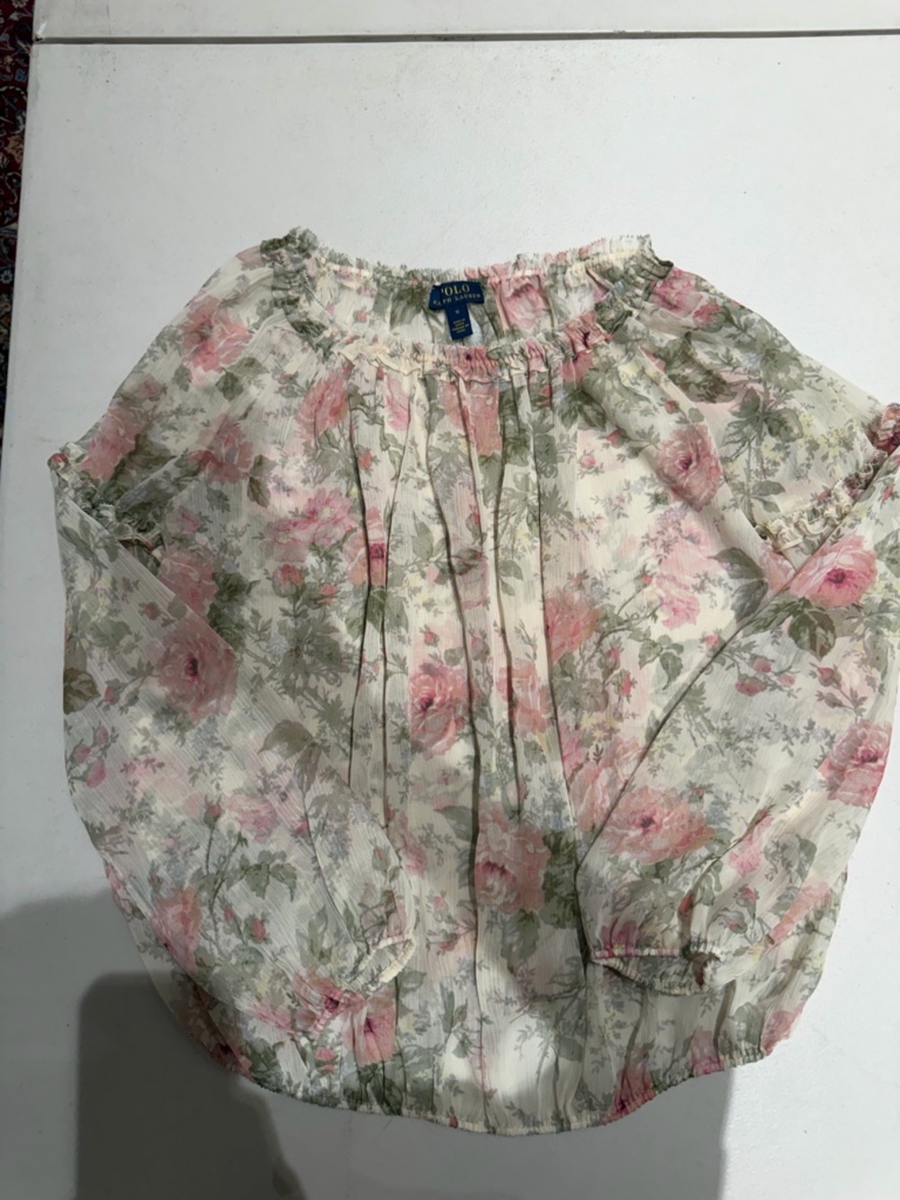 Ralph Lauren Cream Blouse with Pink & Green Floral Print